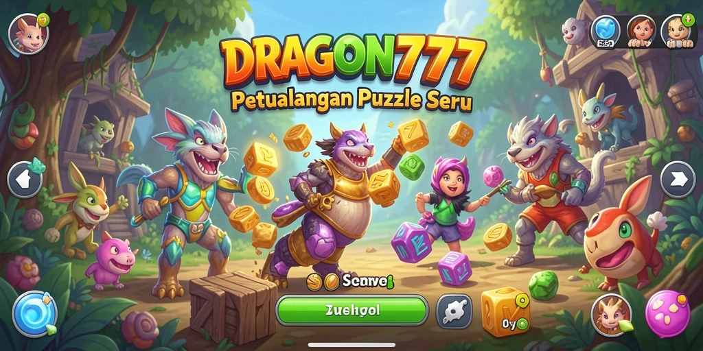 Screenshot gameplay DRAGON777 menampilkan aktivitas puzzle yang penuh warna.