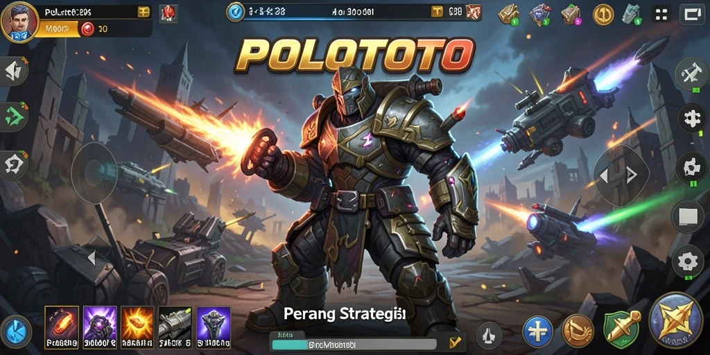 Tangkapan layar gameplay <strong>POLOTOTO</strong> menampilkan pertempuran strategi yang mendebarkan.