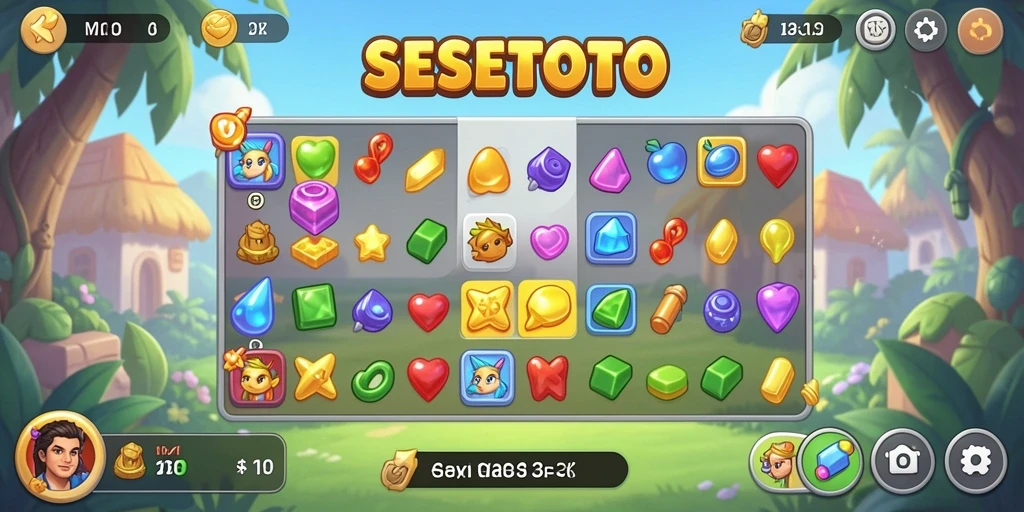 Tampilan screenshot game SESETOTO dengan gameplay Match-3 yang seru.
