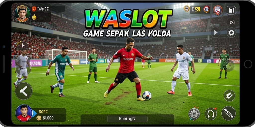 Screenshot utama WASLOT menampilkan pertandingan sepak bola yang mendebarkan.